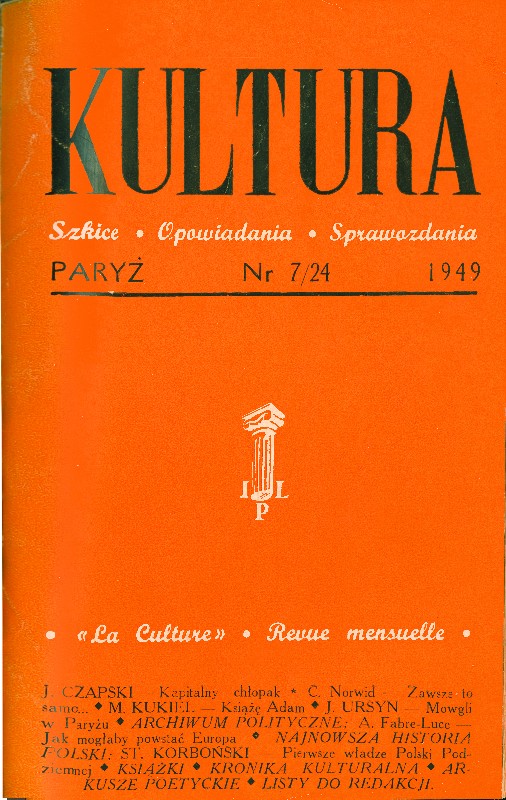 Artykuł S. Korbońskiego w czasopiśmie &quot;Kultura&quot; nr 7/24 z 1949 r.