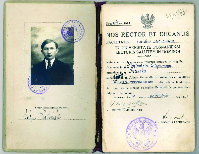 Stefan Korboński’s student ID card, issued on 19 November 1921