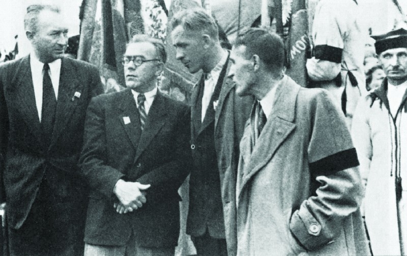 Funeral of Maciej Rataj, from left: Stefan Korboński