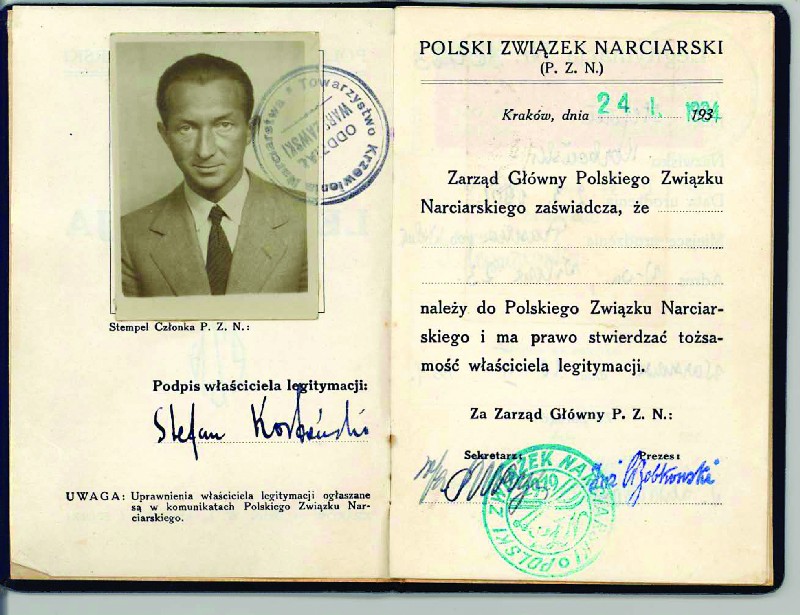 The Polish Skiing Association&#039;s card herd by Stefan Korboński, issued in Cracow on 24 January 1931