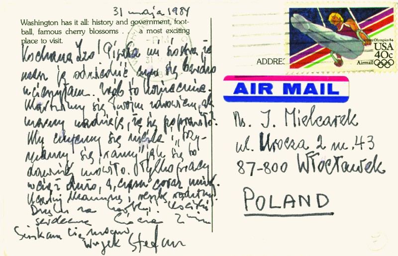 Postcard from Stefan Korboński to Izabela Mielcarek, dated 31 May 1984